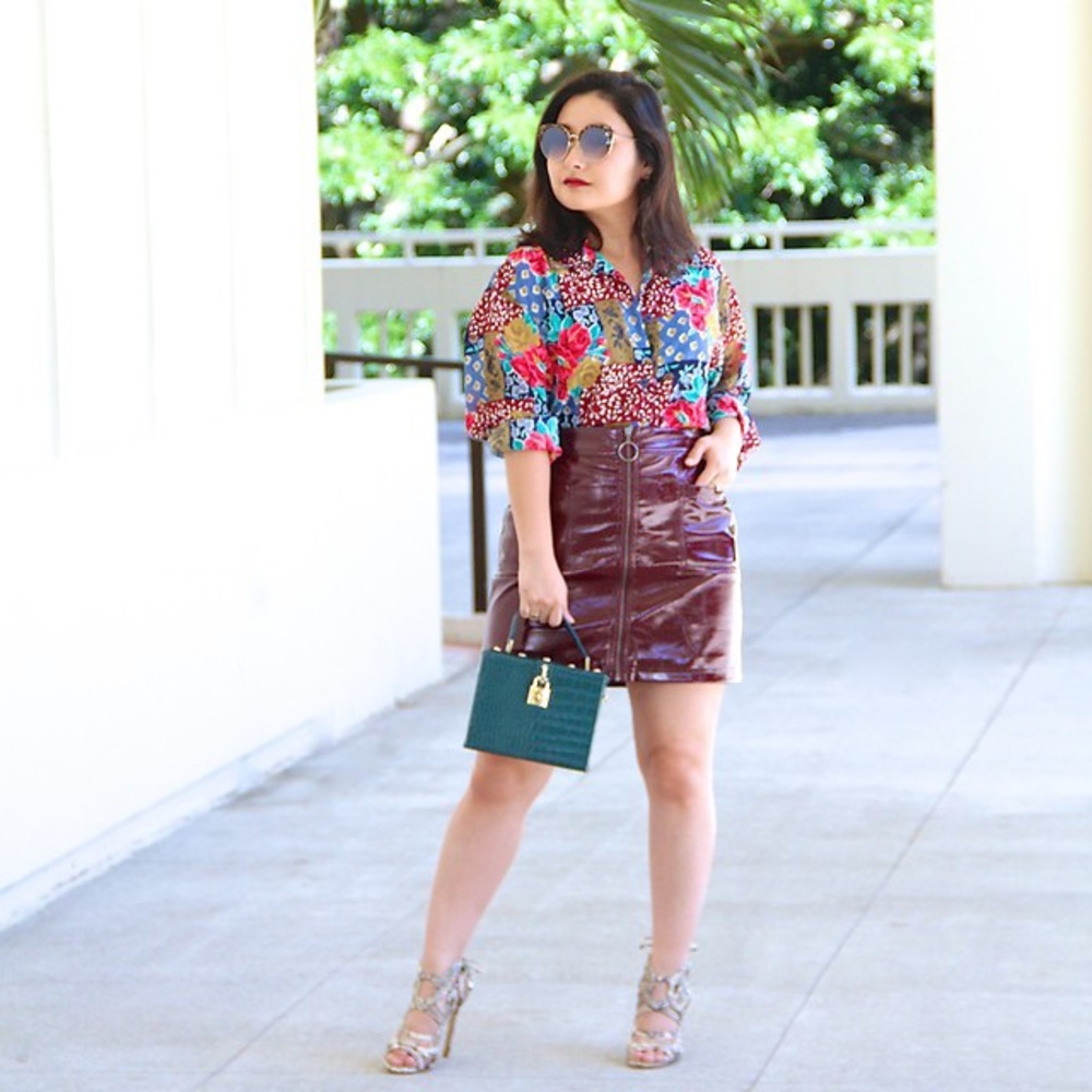 Burgundy Pleather Skirt